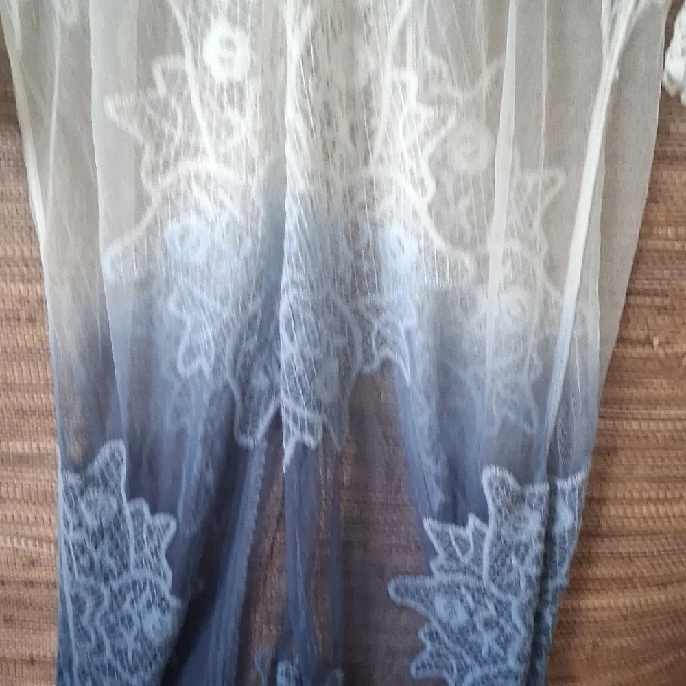 Boho Lace Kimono – Ombre Blue Fade & Romantic Lace - Picture 9 of 10